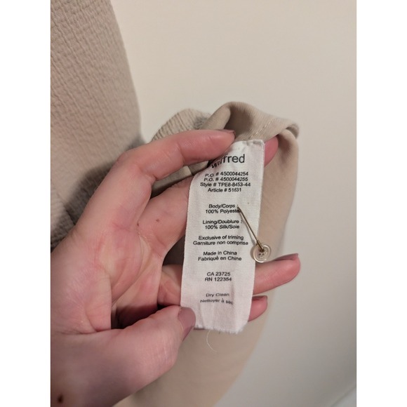 Aritzia Le Fou Wilfred Tunic Shift Dress Textured Small Trompette Sleeveless Tan - Picture 8 of 8